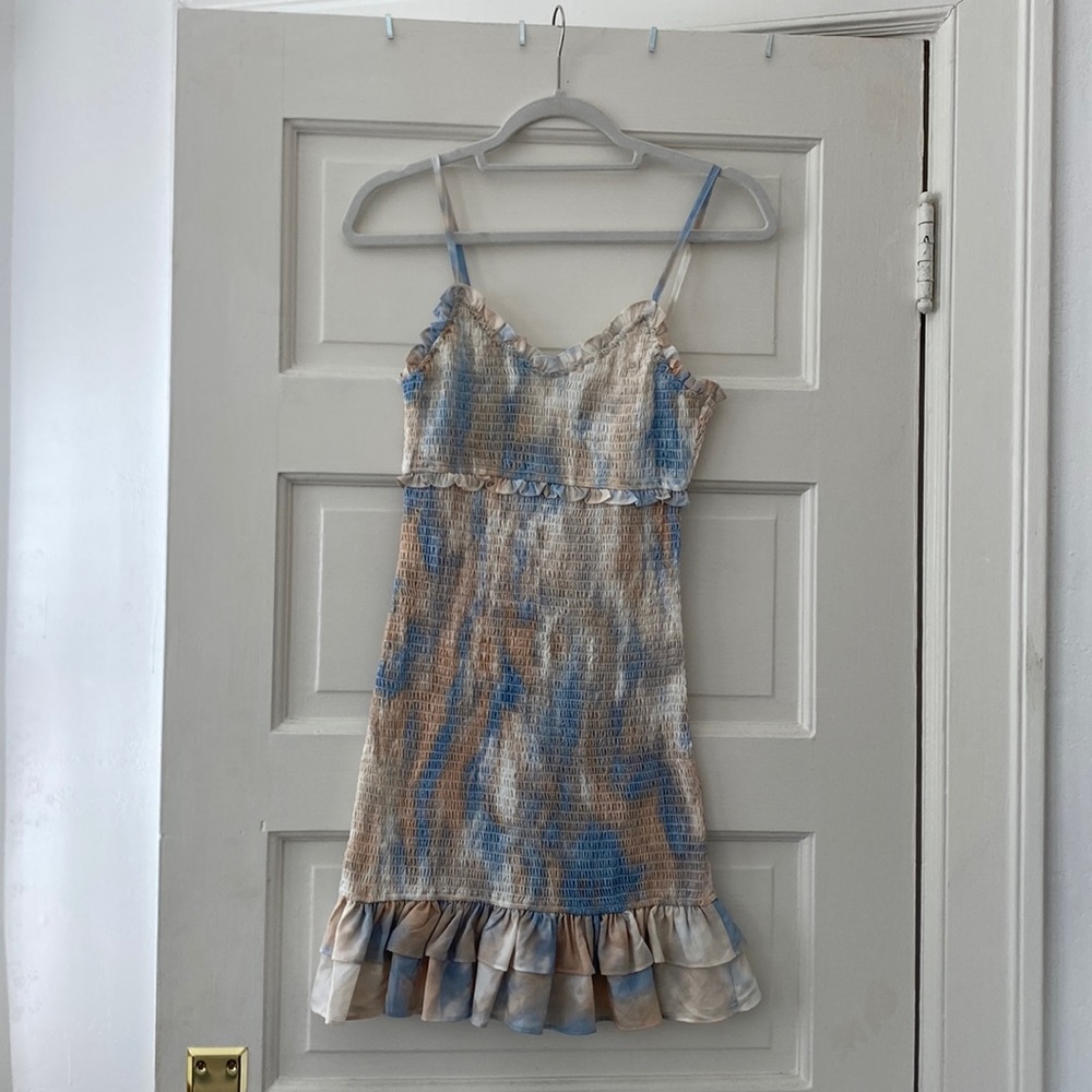Colorful, ruched sundress
